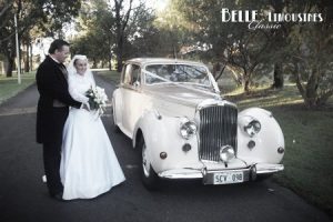 Michelle and David with the Bentley wedding car