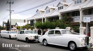 The set of wedding limos works well for a large bridal party of up to eighteen