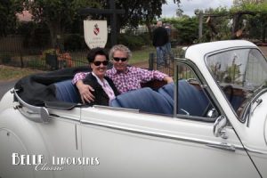 Theo and Maryka enjoying the Jaguar convertible
