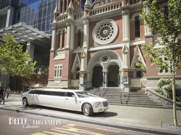 Wedding Limos at Trinity Uniting Church 4 chrysler limo hire