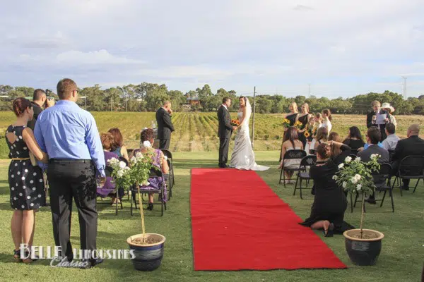 Limousine at Riverbank Estate Winery 4 wedding ceremony